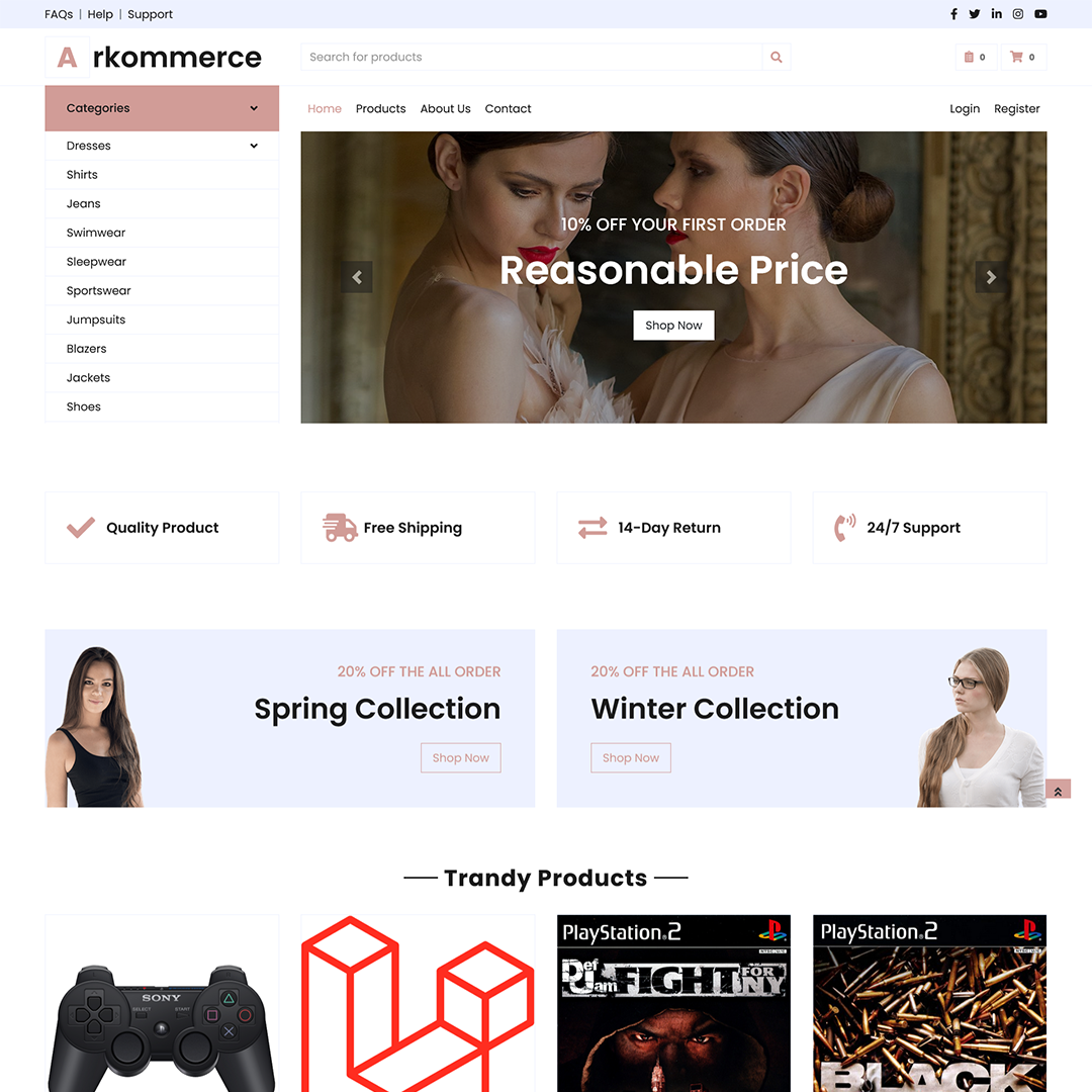 Arkommerce Frontend Admin dashboard interface